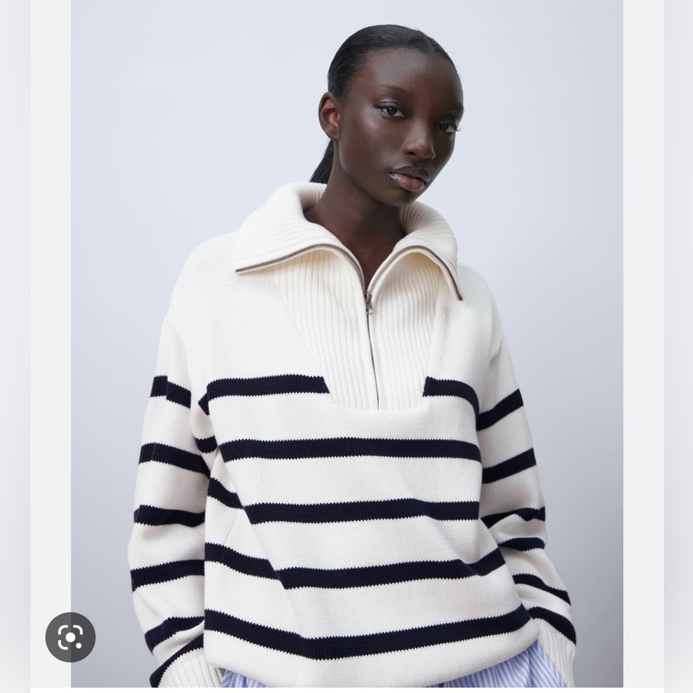 Zara Zip Half Zip Cotton Sweater